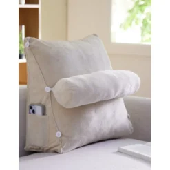 Coussin de lecture triangulaire coton beige 45x20xH45cm