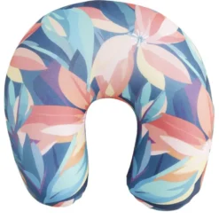 Coussin de voyage microbilles support nuque ergonomique tropical 28x28cm
