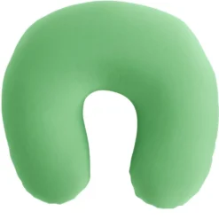 Coussin de voyage microbilles support nuque ergonomique vert 28x28cm