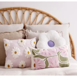 Coussin fleur marguerite blanc Ø38cm (2 modèles)