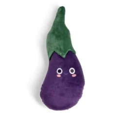 Coussin peluche forme aubergine polyester violet 38x16cm