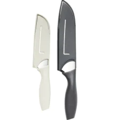 Couteau de cuisine x2 acier avec protection 3,5x33cm