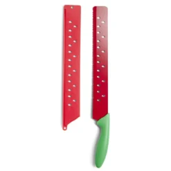 Couteau pour pastèque métal rouge et ABS vert L43,5x5x2,5cm