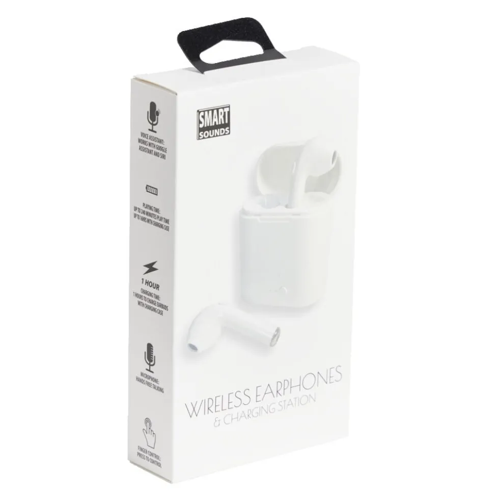 Écouteurs Bluetooth avec étui de charge blanc