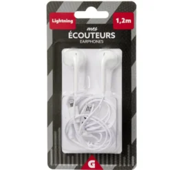 Écouteurs filaires USB lumineux noirs et blancs L120cm