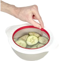 Couvercle alimentaire x2 blanc et rouge Ø25 et Ø31cm