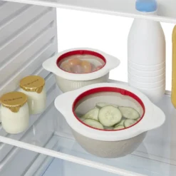 Couvercle alimentaire x2 blanc et rouge Ø25 et Ø31cm