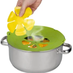 Couvercle multifonction silicone vert et jaune Ø26cm