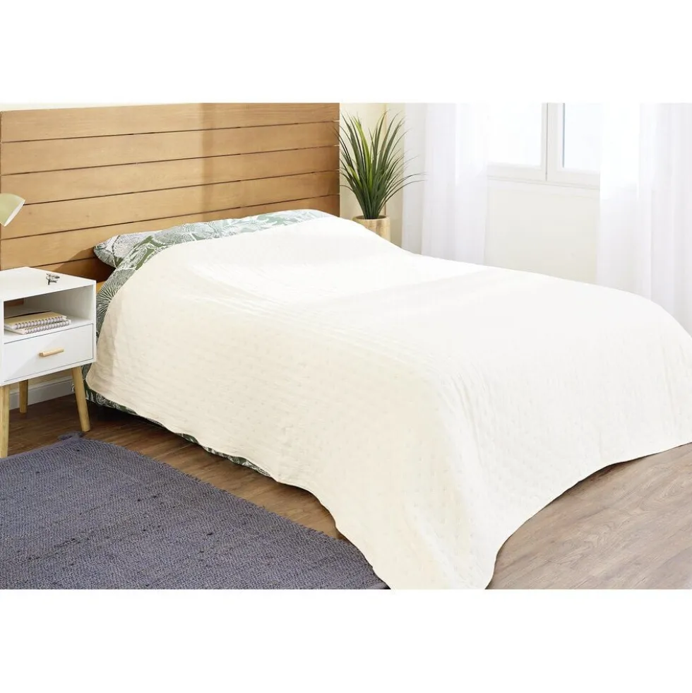 Couvre lit 2 personnes micro lavée beige 220x240cm
