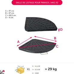 Dalle de lestage pour parasol 14kg x2