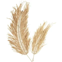Décoration feuille de Raphia naturelle x2