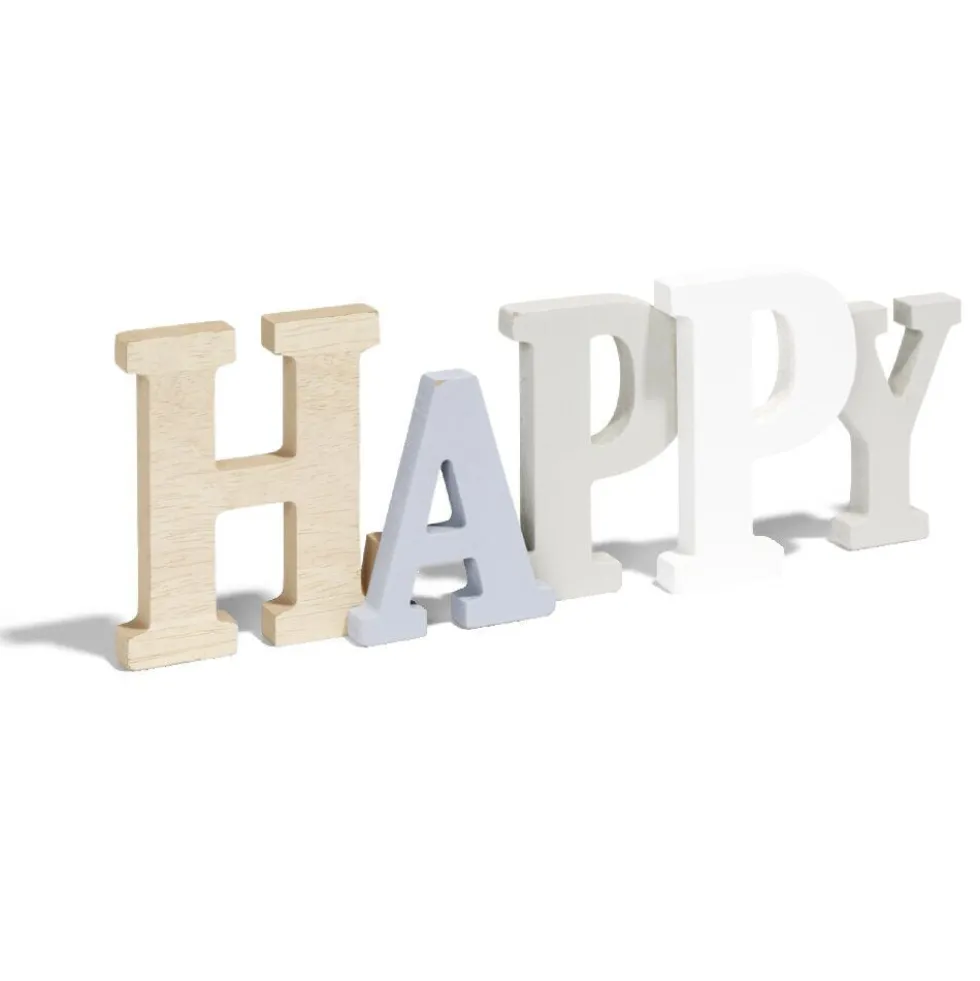 Décoration mot HAPPY en bois L49xH14cm
