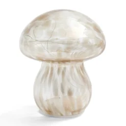 Décoration à poser champignon à LED en verre marron Ø13xH15cm