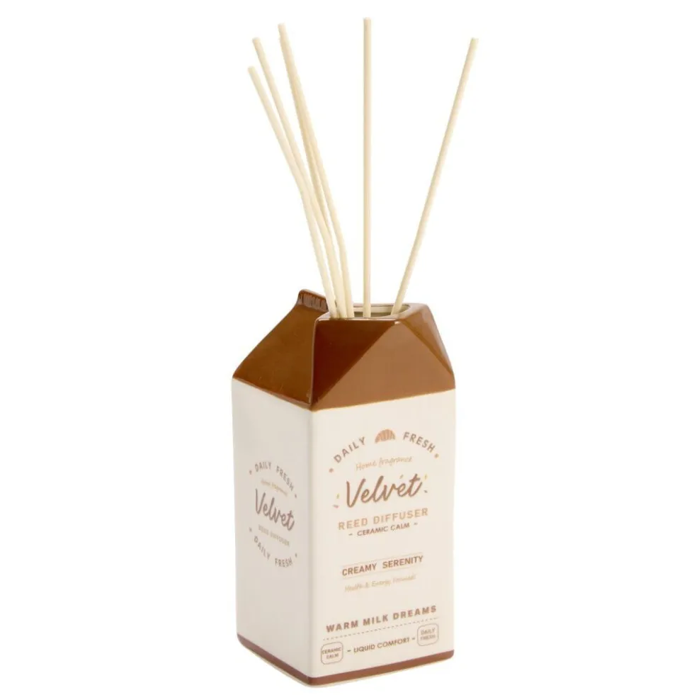 Diffuseur à bâtonnets 100ml céramique forme brique de lait 6,5x6,5xH16cm