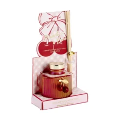 Diffuseur à bâtonnets 100ml verre coloré strié pampille cerises (2 modèles)
