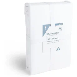 Drap housse 90x190cm 100% coton blanc