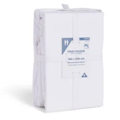 Drap housse 160x200cm 100% coton blanc