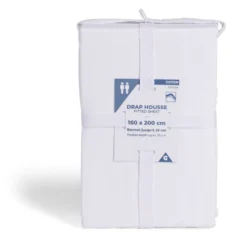 Drap housse 160x200cm 100% coton blanc