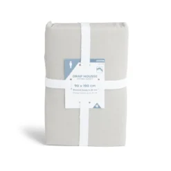 Drap housse 90x190cm 100% coton gris clair