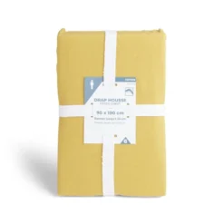 Drap housse 90x190cm 100% coton jaune moutarde