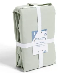 Drap housse 90x190cm 100% coton vert céladon