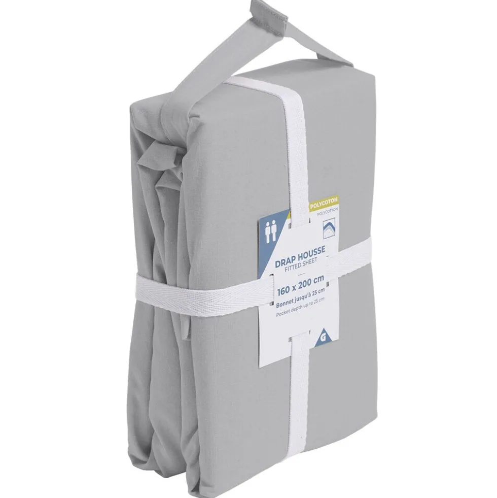 Drap housse 160x200cm polycoton gris