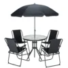 Ensemble repas 4 personnes Oslow table ronde Ø80cm avec chaises et parasol