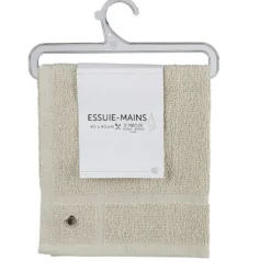 Essuie main carré 40x40 cm uni beige x2