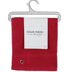 Essuie main carré 40x40 cm uni rouge x2