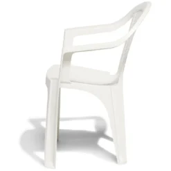 Fauteuil de jardin monobloc Viva plastique dossier tressé blanc 53xP56xH80cm