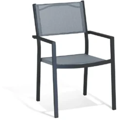 Fauteuil de jardin Oslow aluminium textilène gris 59x55,5xH.86 cm