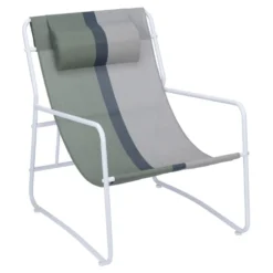 Fauteuil de jardin relax acier et textilène vert et blanc Oslow 83xH86x65cm