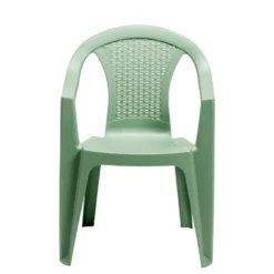 Fauteuil de jardin Viva monobloc plastique tressé vert 56x53xH80cm