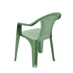Fauteuil de jardin Viva monobloc plastique tressé vert 56x53xH80cm