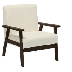 Fauteuil en bois foncé Josephine Curly avec assise blanc cassé L64xP70xH76cm