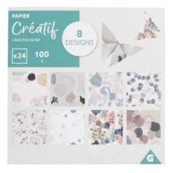 Feuilles de papier créatif 8 designs 24 pages L15x15cm