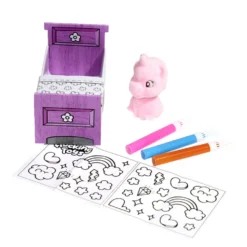 Figurine licorne en papier à colorier avec 3 feutres H6,4cm