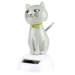 Figurine solaire dansante chat assis H10cm (3 modèles)