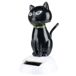 Figurine solaire dansante chat assis H10cm (3 modèles)
