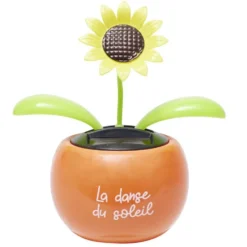 Figurine solaire dansante fleur pot coloré H10cm (3 modèles)