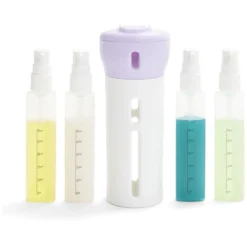 Flacon de voyage distributeur 4en1 bouchon pivotant
