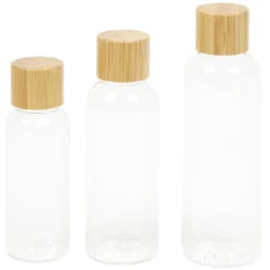 Flacon de voyage plastique et bambou x3