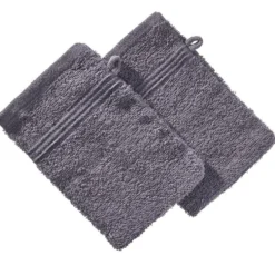 Gant de toilette x2 coton gris foncé 16x21cm