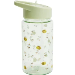 Gourde enfant 450ml plastique vert motif abeille Ø7xH16,5cm