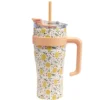 Gourde mug 900ml inox et plastique motif citrons avec paille
