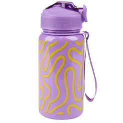 Gourde plastique 600ml bouchon paille motif ondulation Ø7,5xH21,5cm (2 modèles)