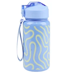 Gourde plastique 600ml bouchon paille motif ondulation Ø7,5xH21,5cm (2 modèles)