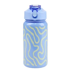 Gourde plastique 600ml bouchon paille motif ondulation Ø7,5xH21,5cm (2 modèles)