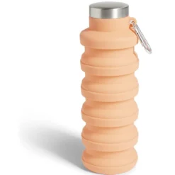 Gourde pliable silicone corail avec mousqueton
