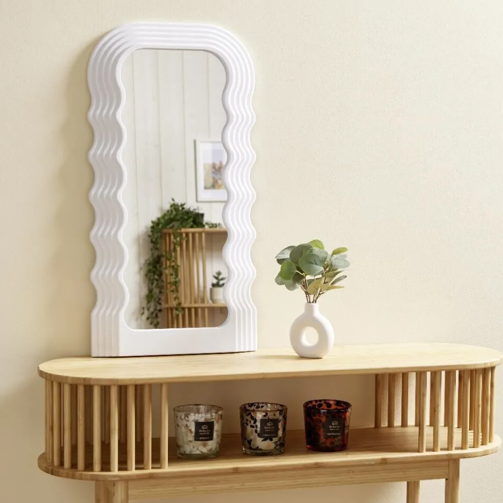 Grand miroir Wavy 110x46cm blanc
